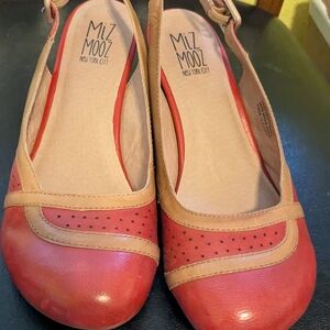 Miz Mooz Tampa Women's Red and Tan Slingback Flats